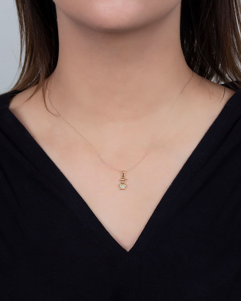Pingente Menino Coração com Zircônias Ouro 18k 750