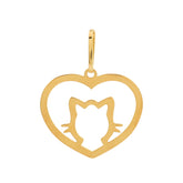 Pingente Coração Gato Ouro 18k 750
