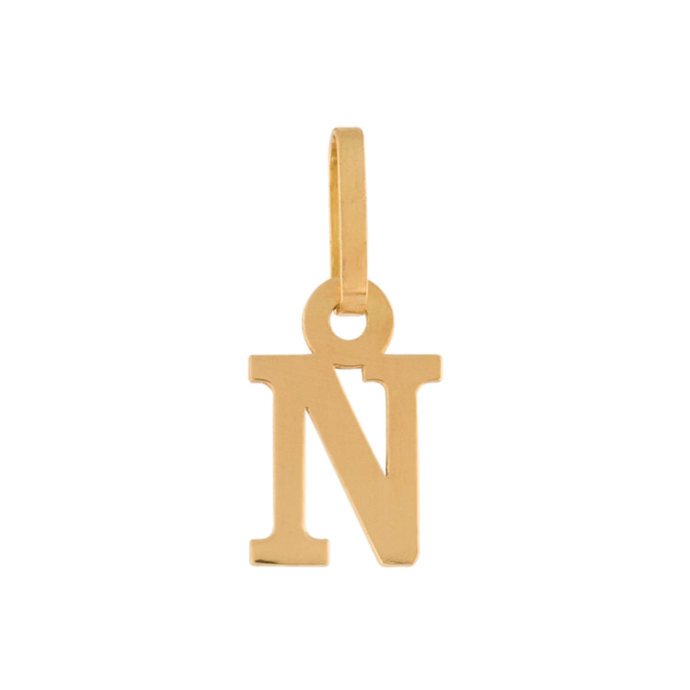 Pingente Letra N Ouro 18k 750