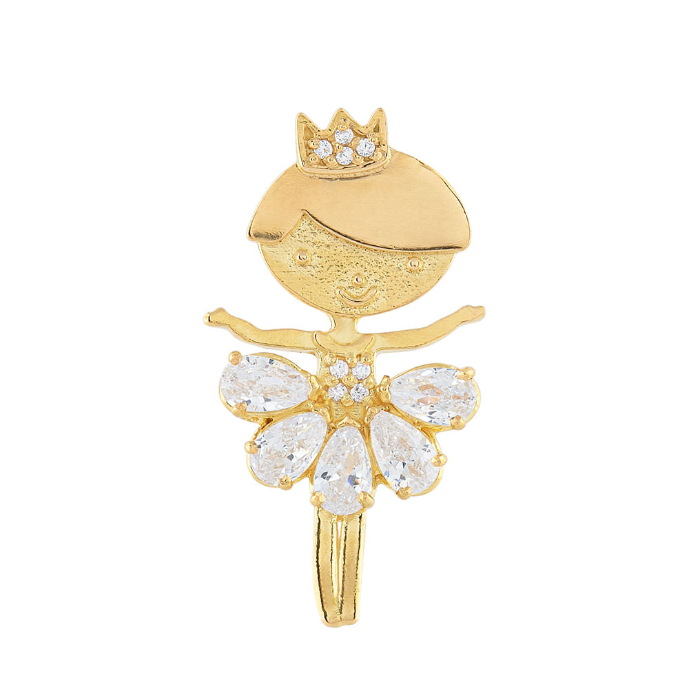 Pingente Bailarina com Zircônias Ouro 18k 750