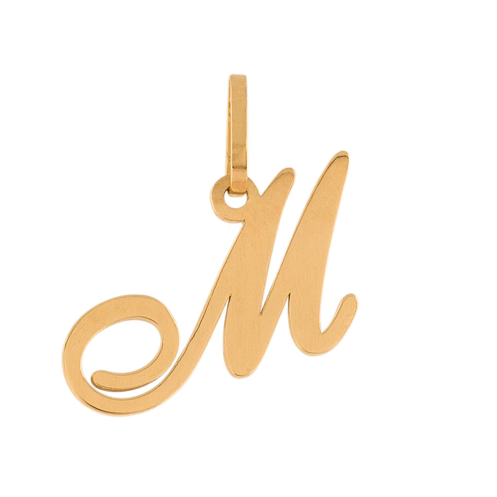 Pingente Letra M Manuscrito Ouro 18k 750
