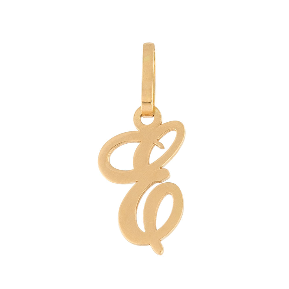 Pingente Letra E Manuscrito Ouro 18k 750