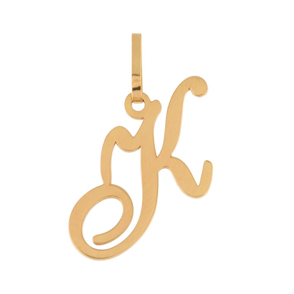 Pingente Letra K Manuscrito Ouro 18k 750
