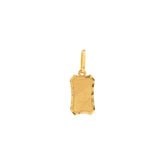 Pingente Placa Diamantado Fosco e Liso Ouro 18k 750