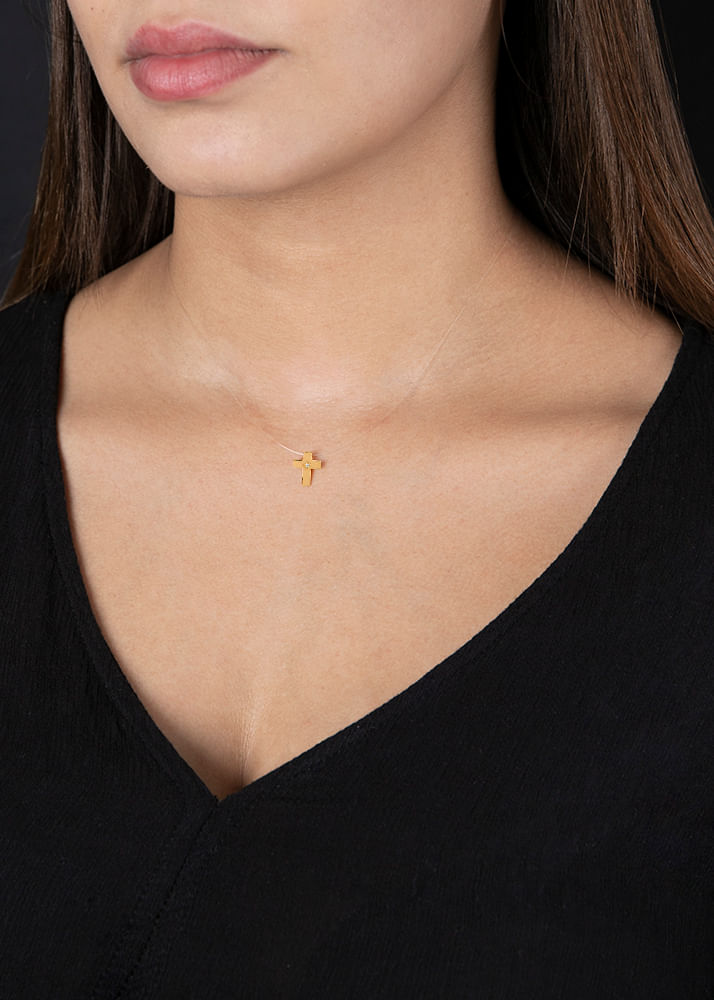 Pingente Cruz com Diamante Ouro 18k 750