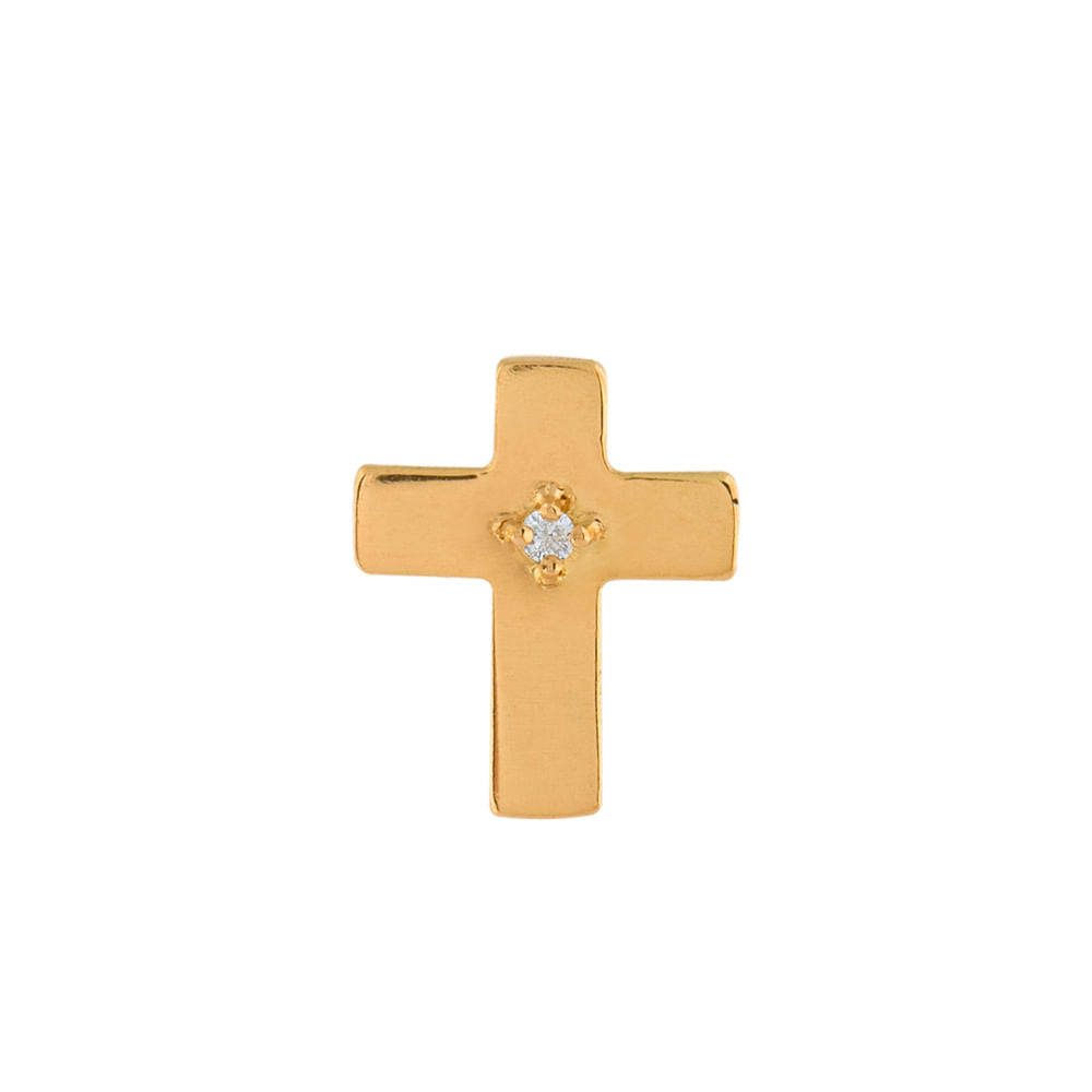 Pingente Cruz com Diamante Ouro 18k 750