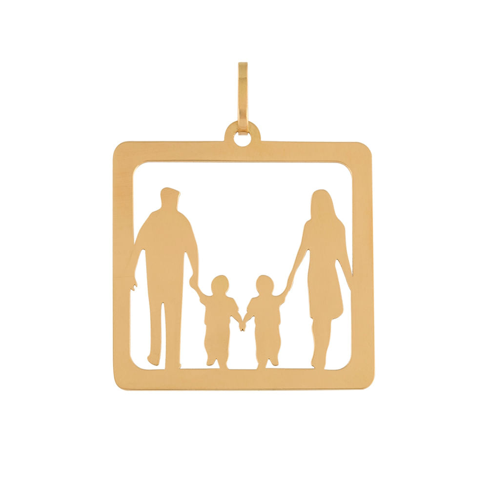 Pingente Mãe Pai e Dois Meninos Ouro 18k 750