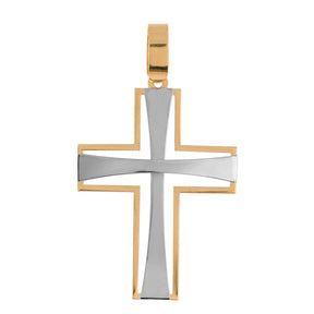 Pingente Cruz Bicolor Ouro 18k 750