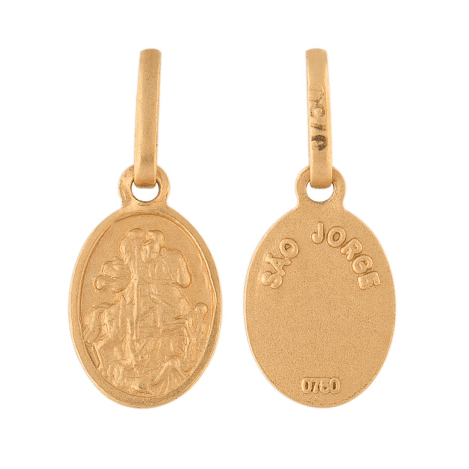 Pingente Dupla Face São Jorge Mini Ouro 18k 750