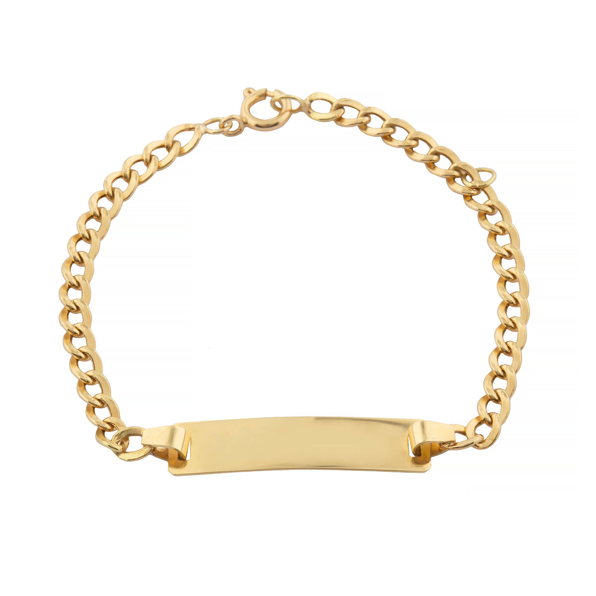 Pulseira Infantil Chapa Personalizável Groumet Ouro 18k 750