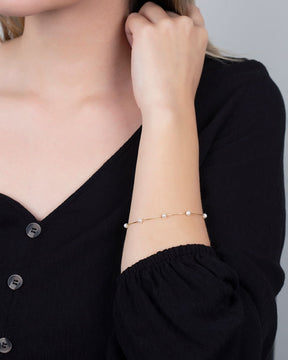 Pulseira com Pérolas 3mm Ouro 18k 750