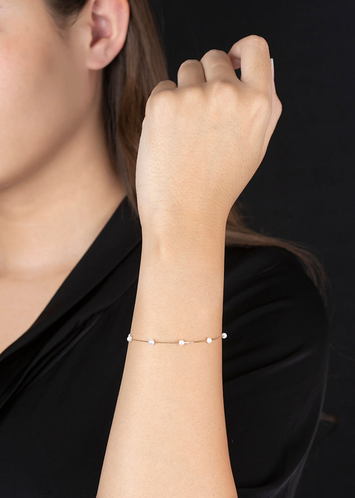 Pulseira com Pérolas 3.5-4mm Ouro 18k 750