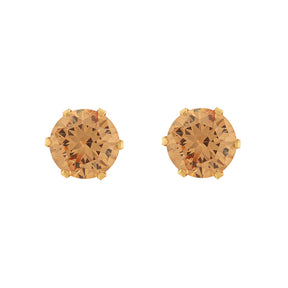 Brinco Cálice Zircônia Champanhe 5mm Ouro 18k 750